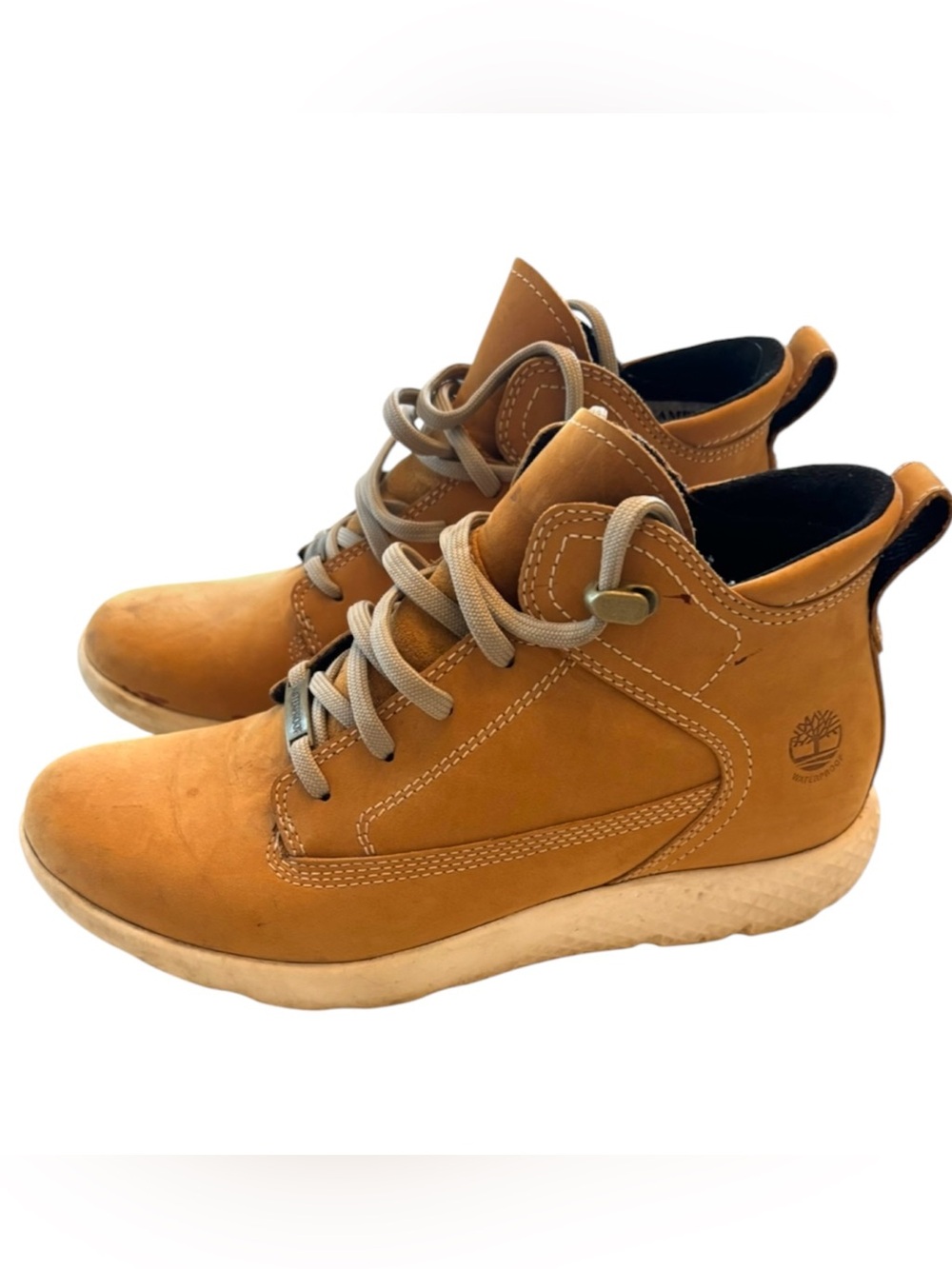 Timberland Tan Flyroam WP Leather Chukka Boots Aerocore SZ 7 Worn 1X
